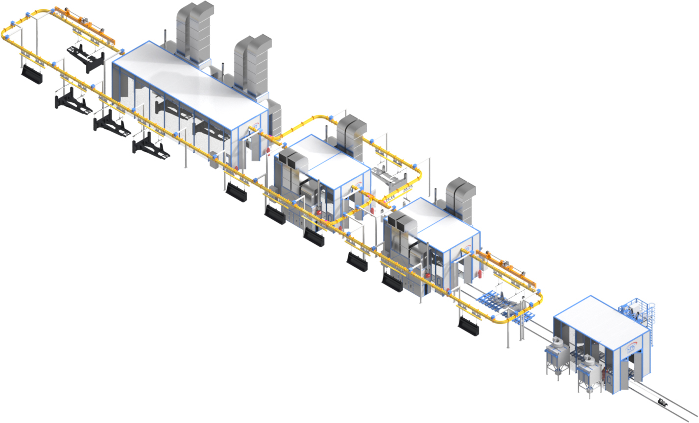 Линия окраски навесного оборудования спецтехники SPK